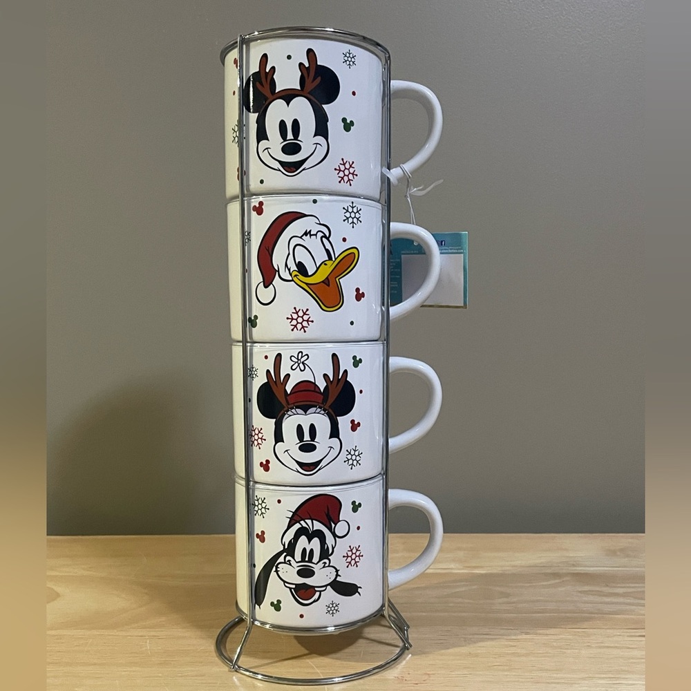 Disney Mickey and Friends Stacking Mugs Christmas 10 oz